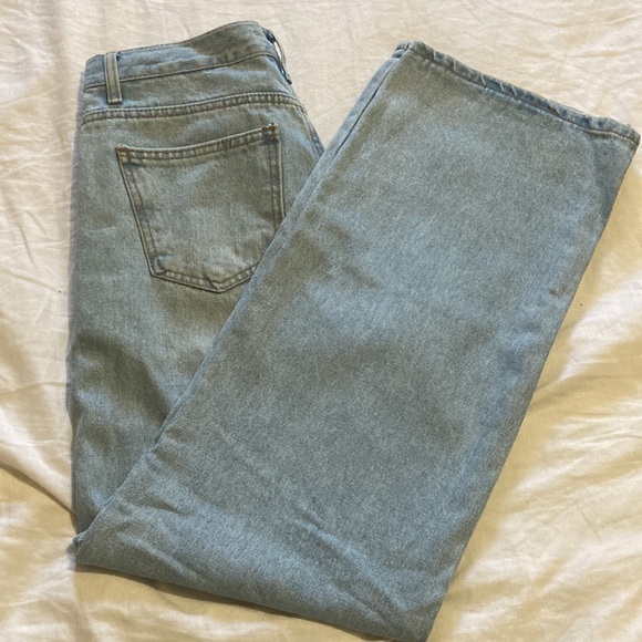 Super high waisted wide leg light wash Oak + Fort denim - Picture 4 of 7